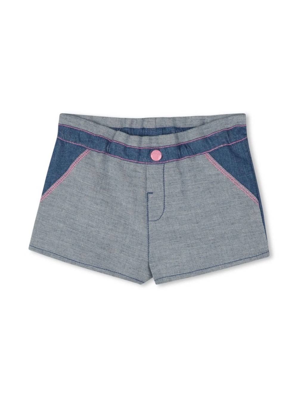 Billieblush Light Blue Denim Shorts with Dark Blue Panels and Pink Trim
